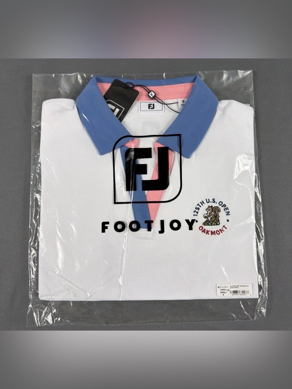 FootJoy Womens Golf Shirt Polo V-Neck US Open Small White Polyester Spandex NWT